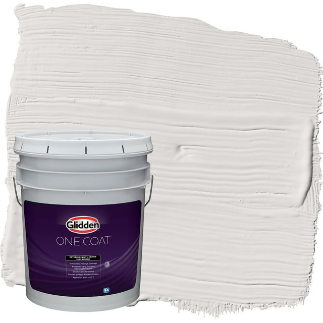 Glidden One Coat Exterior Paint and Primer, Fall Chill / Gray, 5 Gallons, Semi-Gloss