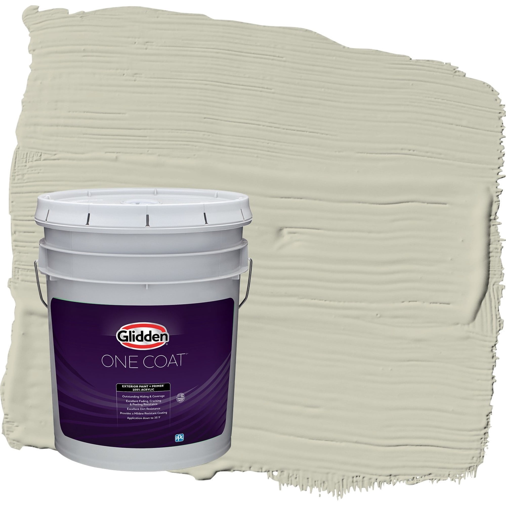 Glidden One Coat French Gray Linen / Grey Semi-Gloss Exterior Paint with Primer, 5 Gallon