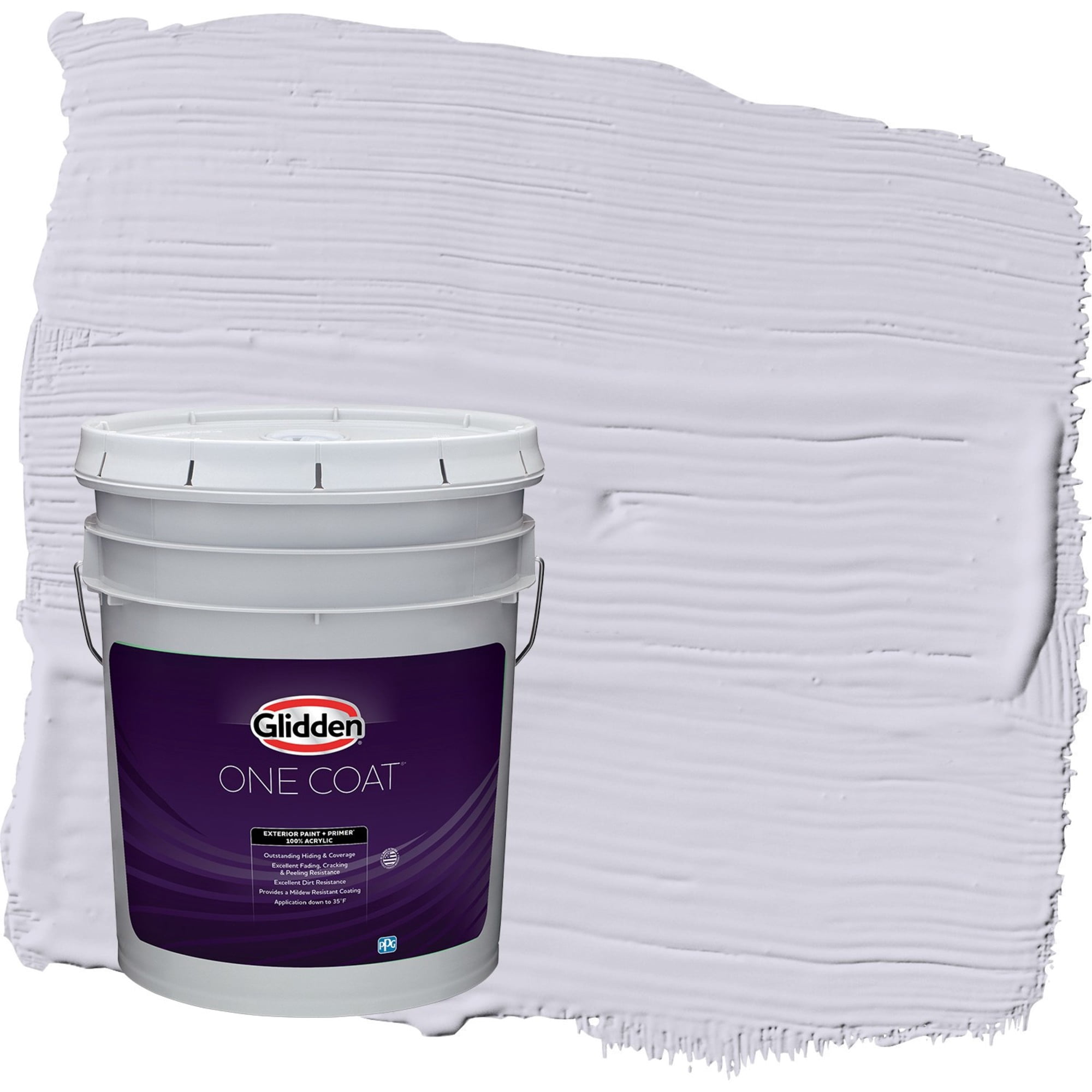 Glidden One Coat Frosted Lilac / Purple Flat Exterior Paint with Primer, 5 Gallon
