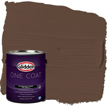 Glidden One Coat Exterior Paint and Primer, Fudge / Brown, Gallon, Flat