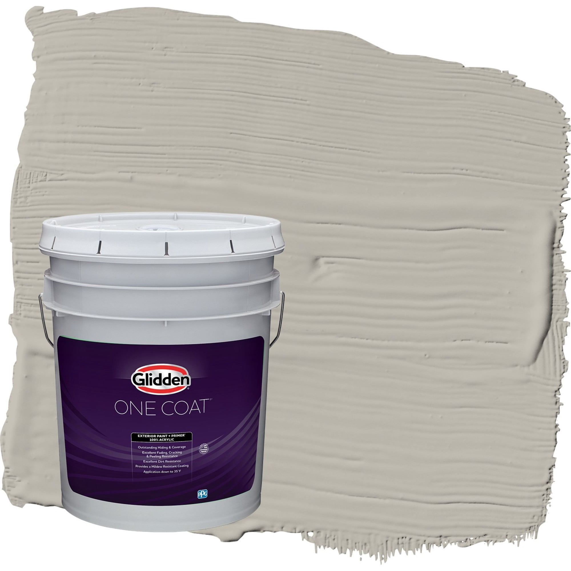 Glidden One Coat Ghost Writer / Beige Satin Exterior Paint with Primer, 5 Gallon