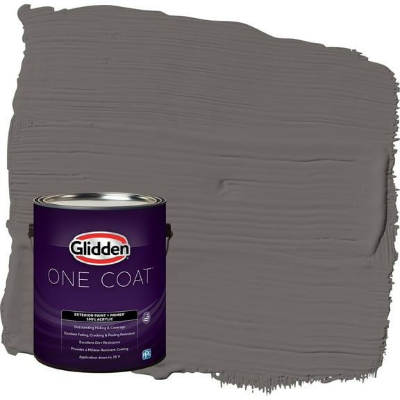 Glidden One Coat Gibraltar Gray / Grey Flat Exterior Paint with Primer, 1 Gallon