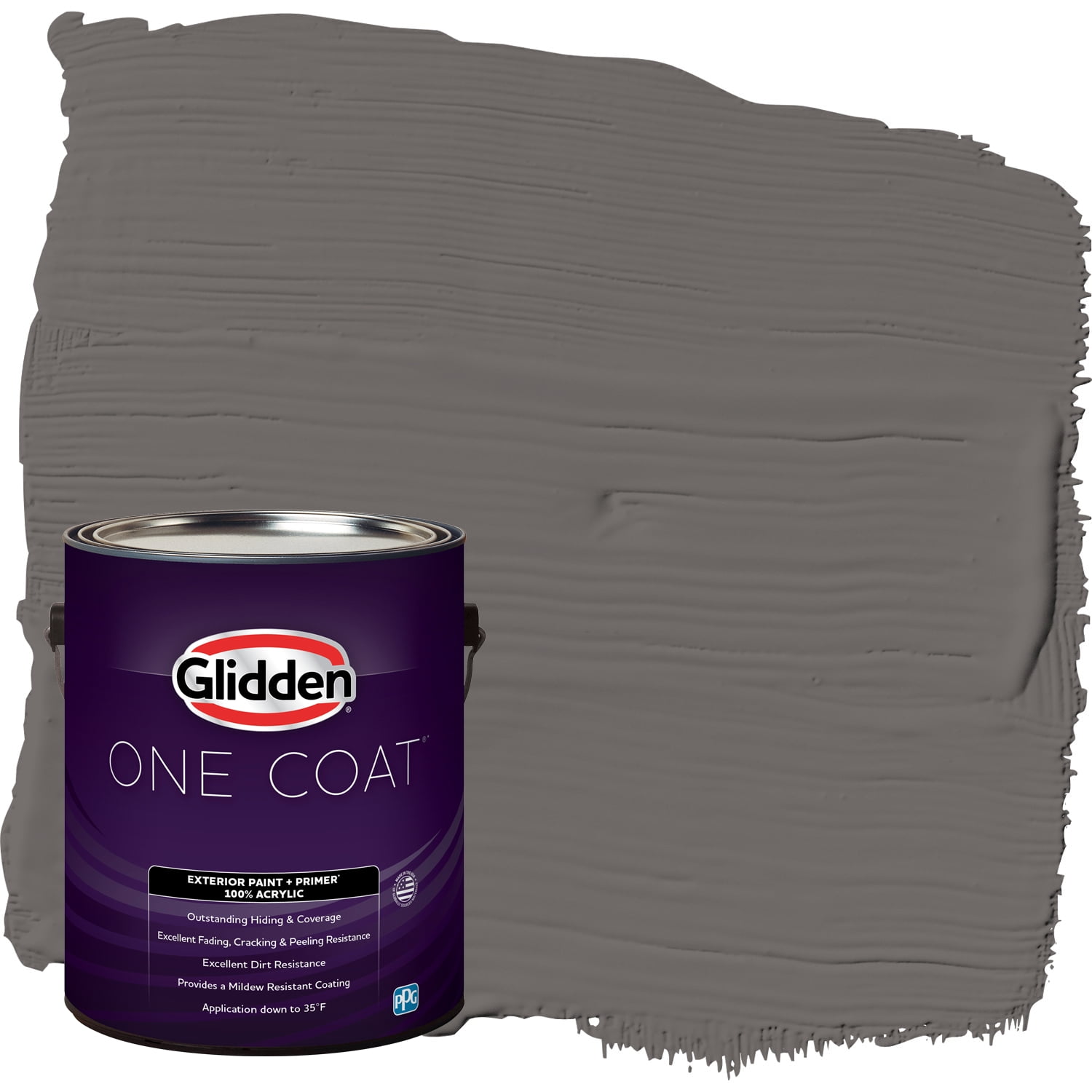 Glidden One Coat Exterior Paint and Primer, Gibraltar Gray / Gray, Gallon, Flat