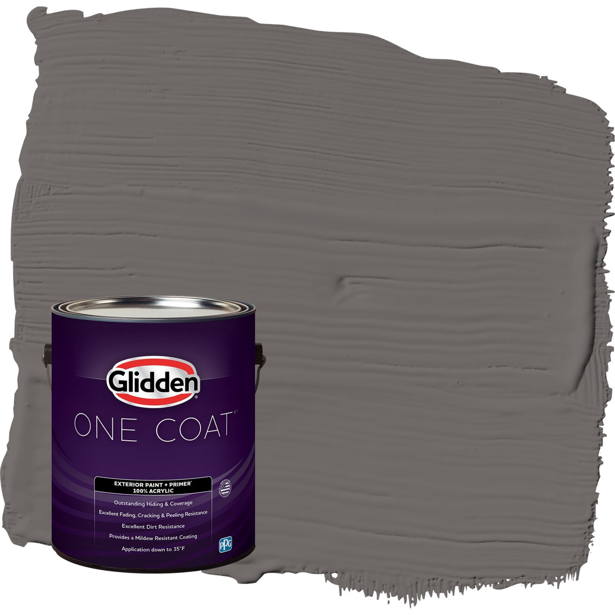 Glidden One Coat Gibraltar Gray / Grey Satin Exterior Paint with Primer, 1 Gallon