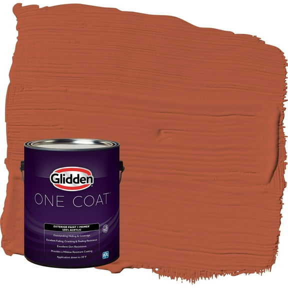 Glidden One Coat Glowing Firelight / Orange Flat Exterior Paint with Primer, 1 Gallon