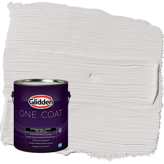 Glidden One Coat Go To Gray / Grey Satin Exterior Paint with Primer, 1 Gallon