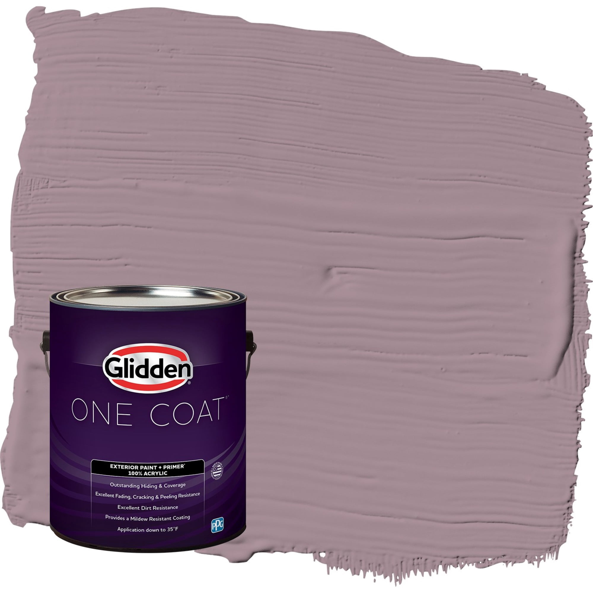 Glidden One Coat Gothic Amethyst / Purple Satin Exterior Paint with Primer, 1 Gallon