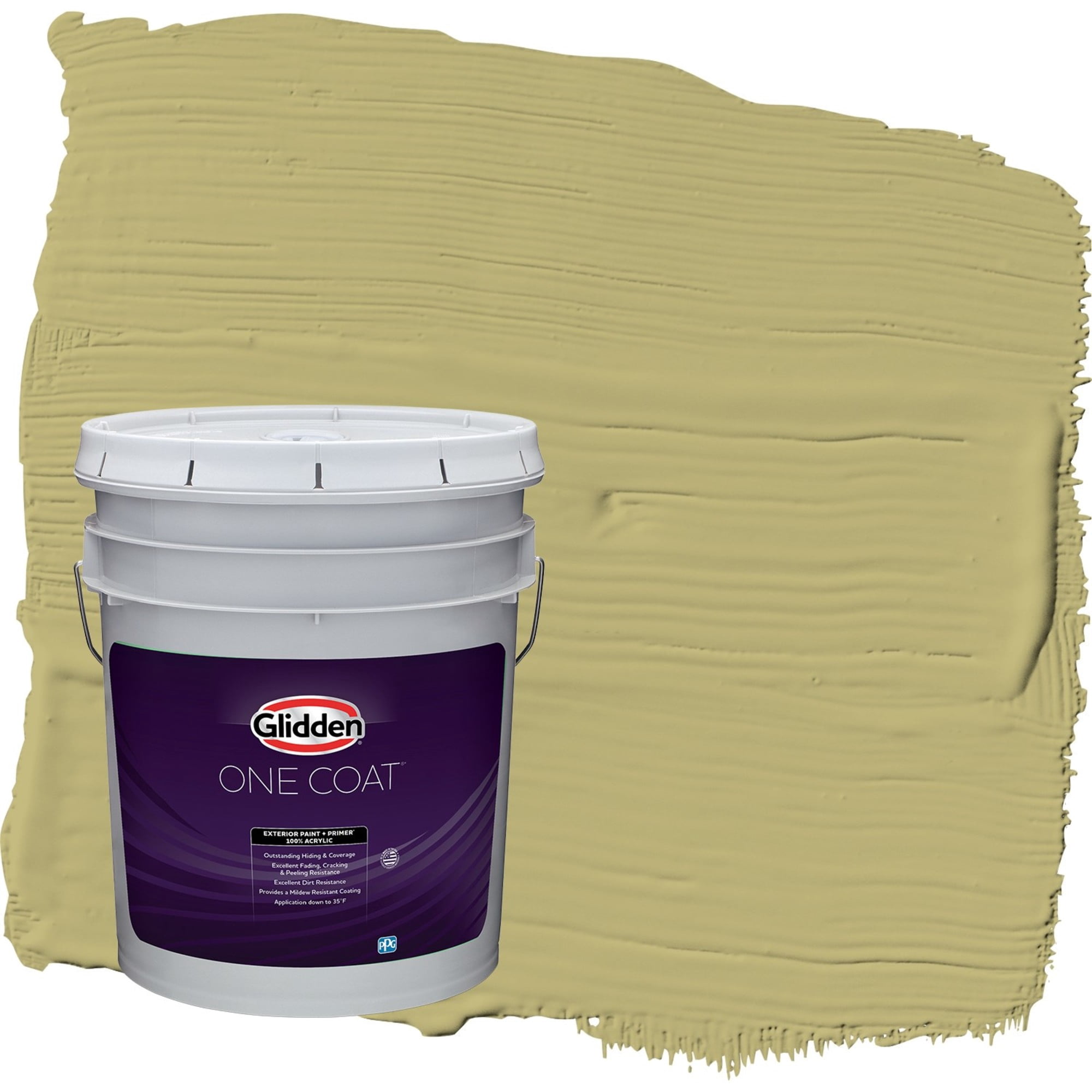 Glidden One Coat Gracious Glow / Green Satin Exterior Paint with Primer, 5 Gallon