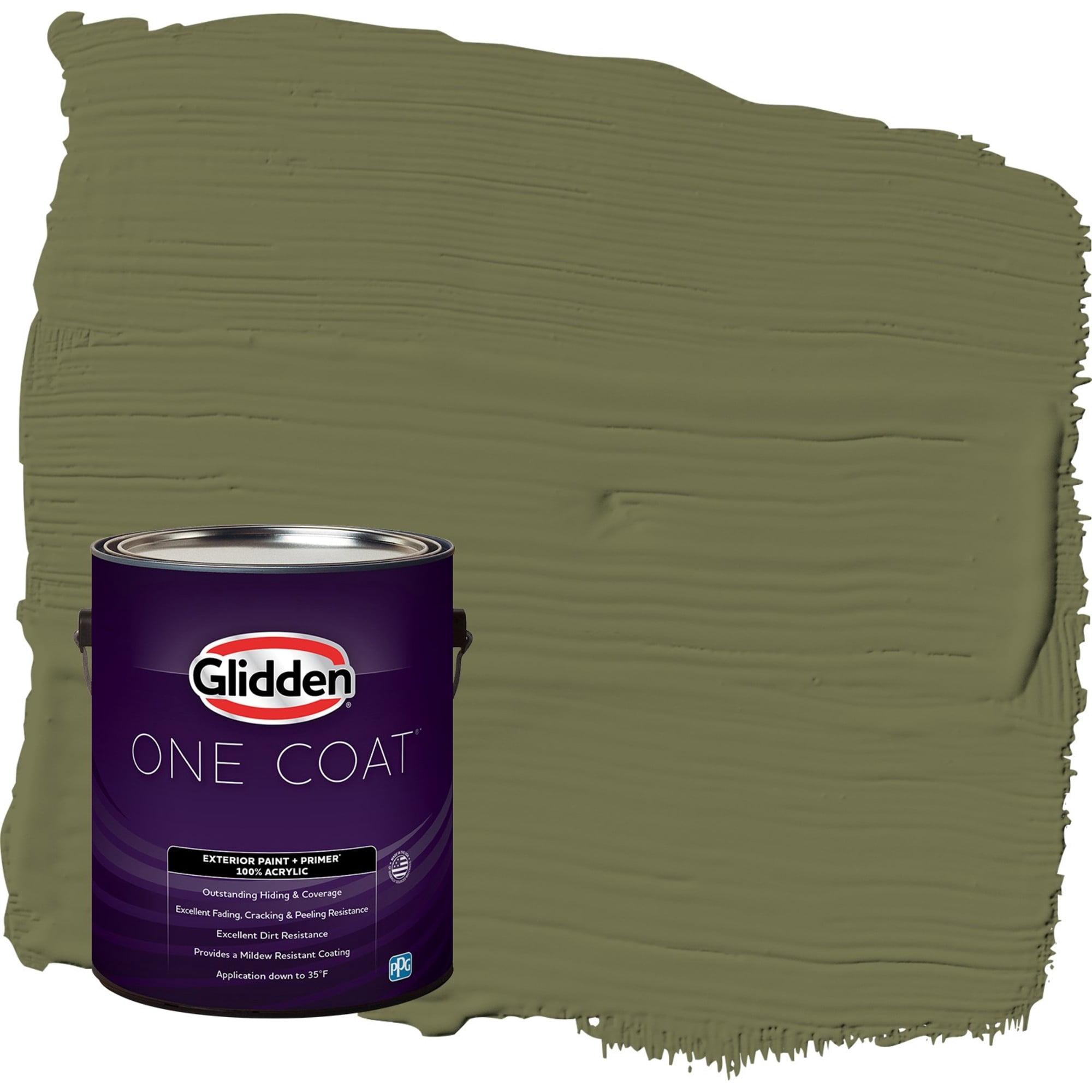 Glidden One Coat Gratefully Grass / Green Satin Exterior Paint with Primer, 1 Gallon