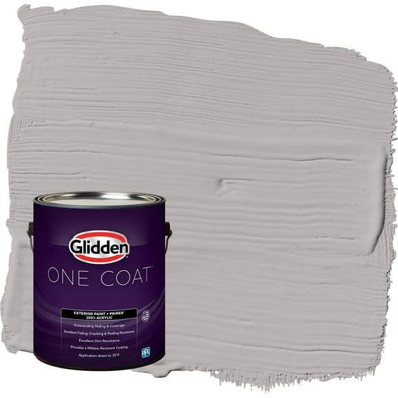 Glidden One Coat Gray Marble / Grey Flat Exterior Paint with Primer, 1 Gallon