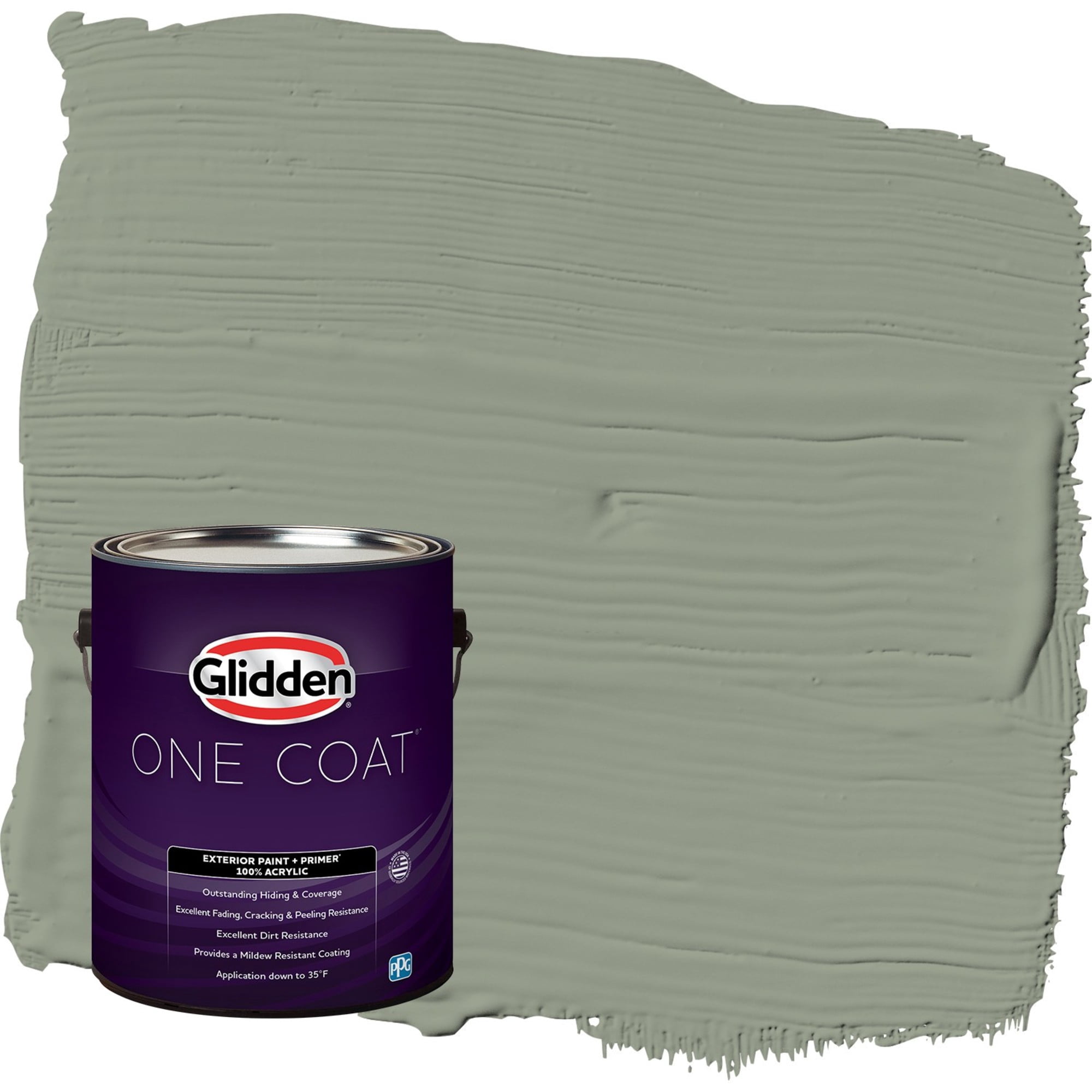 Glidden One Coat Green Tea Leaf / Green Flat Exterior Paint with Primer, 1 Gallon