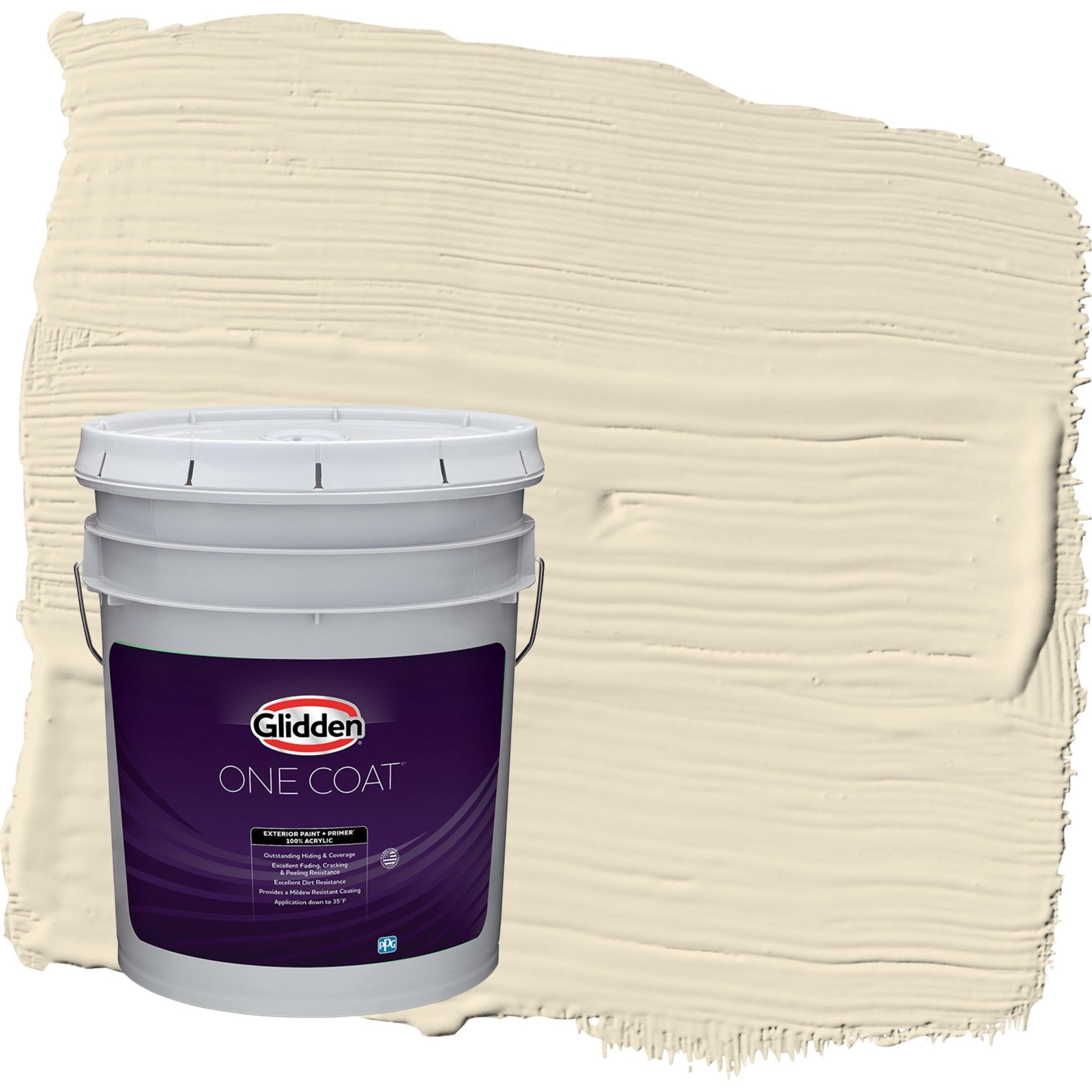 Glidden One Coat Heavy Cream / Beige Flat Exterior Paint with Primer, 5 Gallon