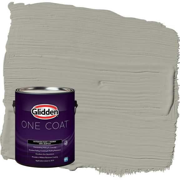 Glidden One Coat Hot Stone / Gray Flat Exterior Paint with Primer, 1 Gallon
