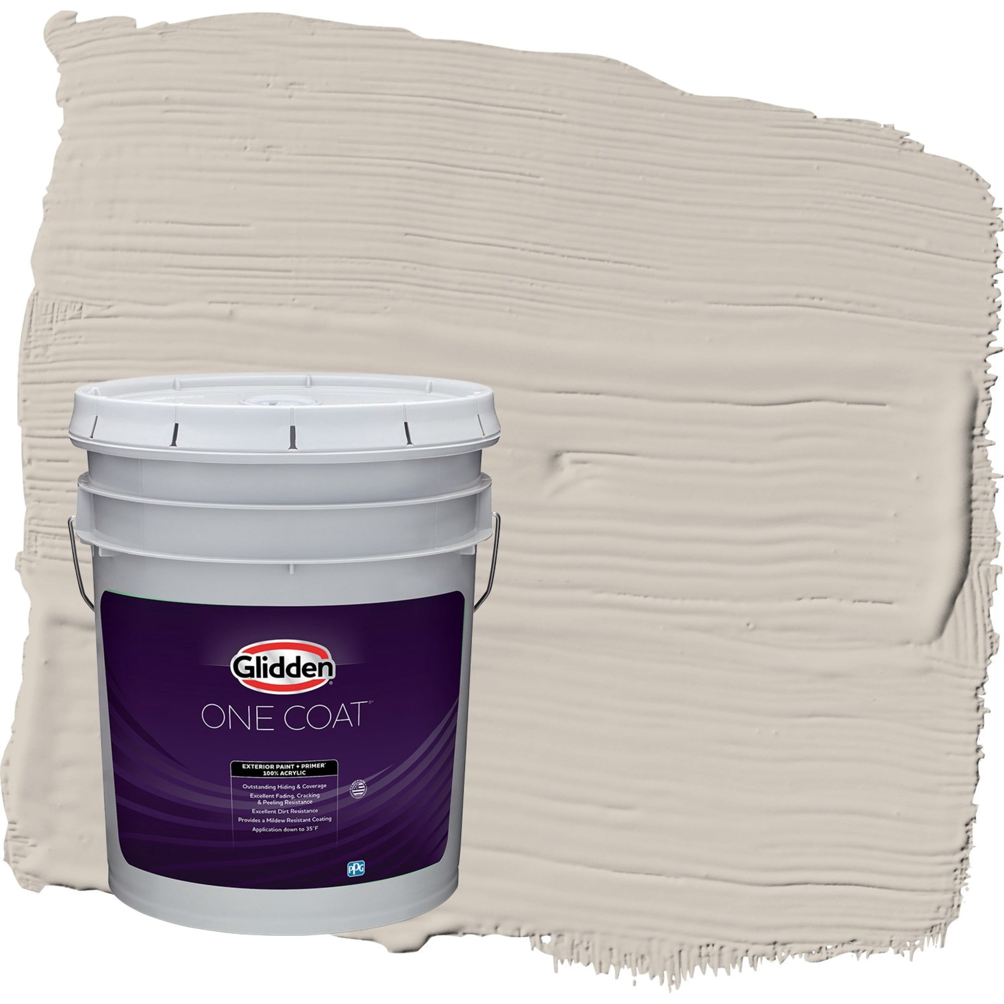 Glidden One Coat Intuitive / Beige Satin Exterior Paint with Primer, 5 Gallon