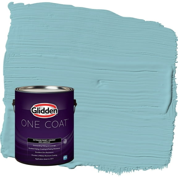 Glidden One Coat Kingston Aqua / Blue Flat Exterior Paint with Primer, 1 Gallon