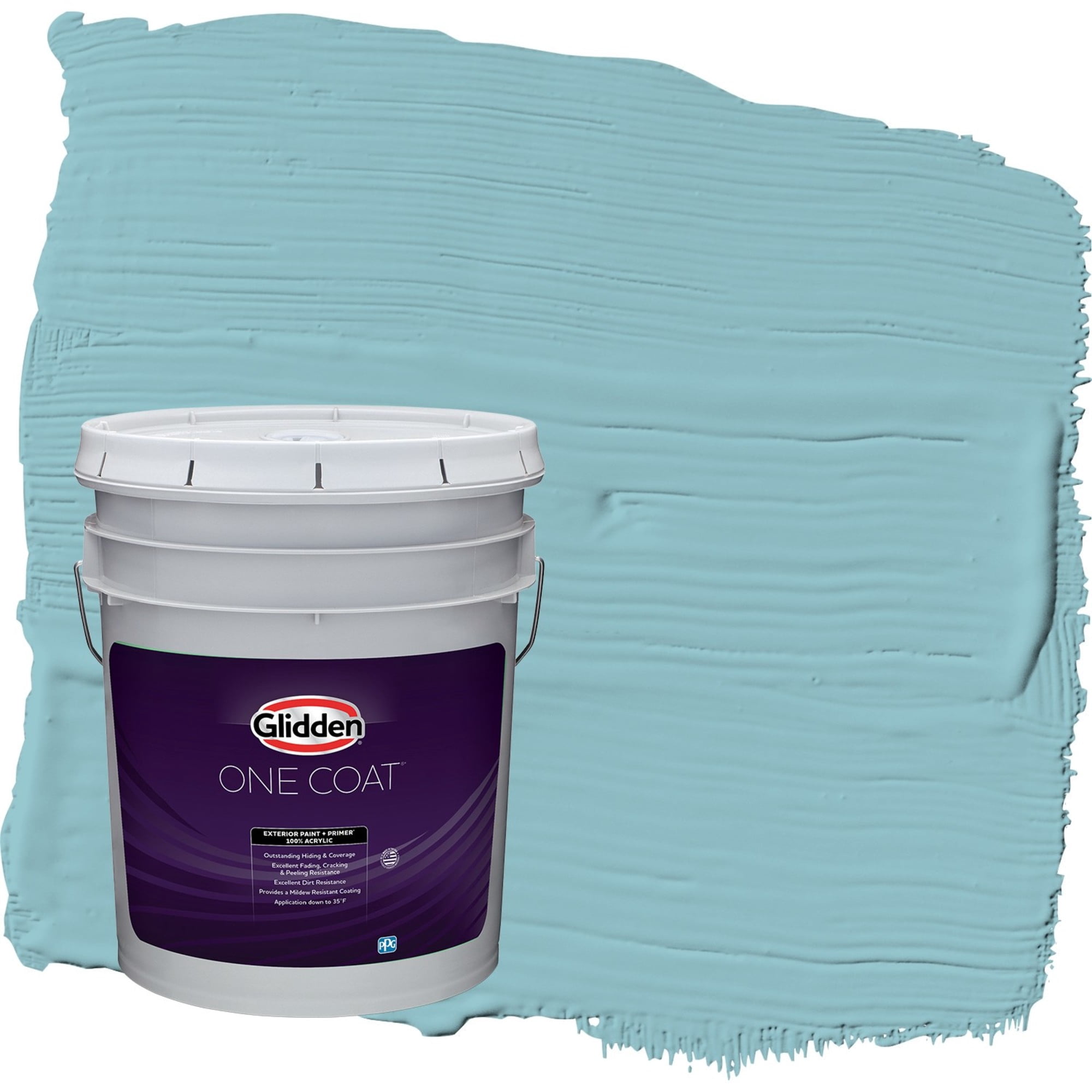 Glidden One Coat Kingston Aqua / Blue Flat Exterior Paint with Primer, 5 Gallon
