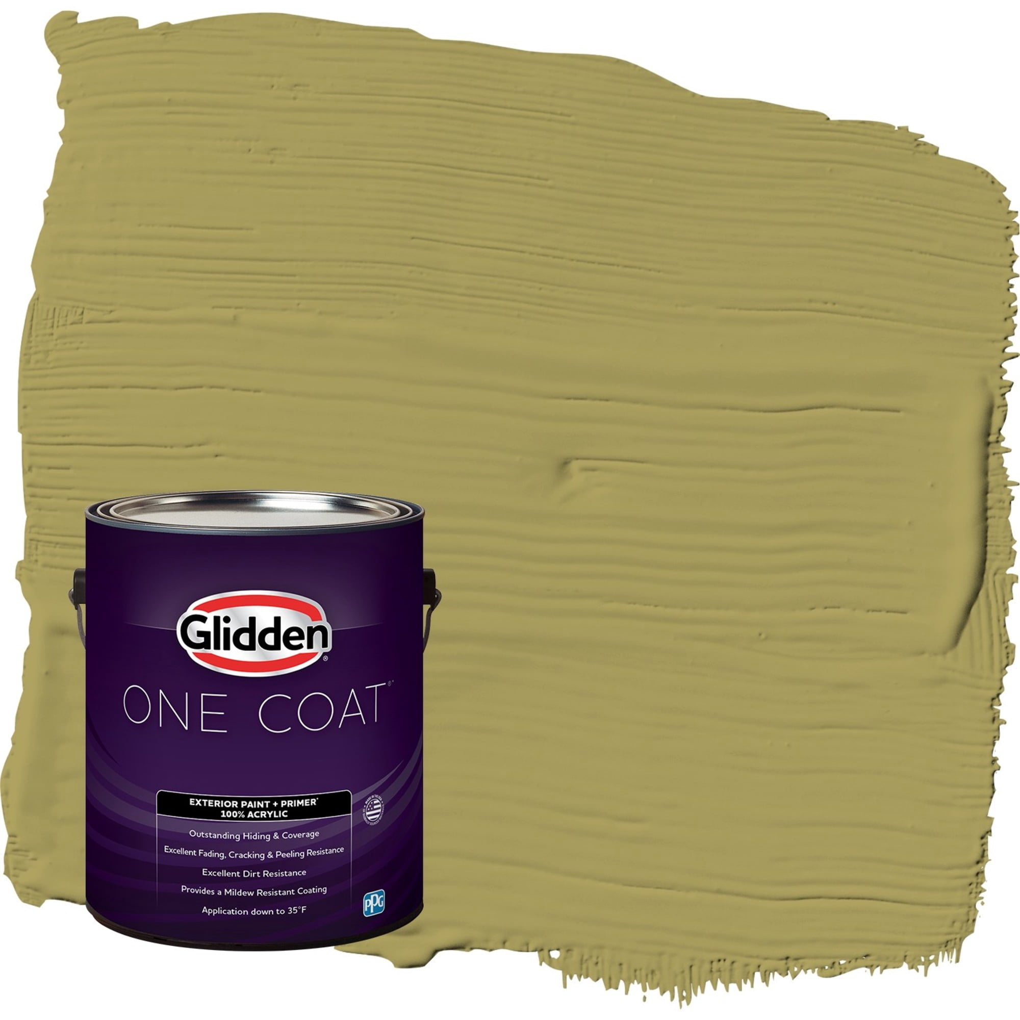 Glidden One Coat Loveliest Leaves / Green Satin Exterior Paint with Primer, 1 Gallon