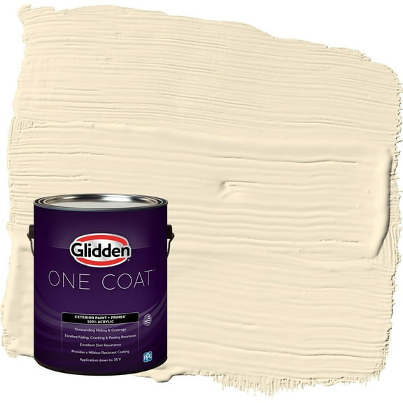 Glidden One Coat Magnolia Blossom / Yellow Flat Exterior Paint with Primer, 1 Gallon