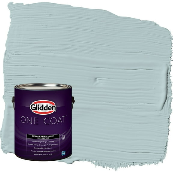 Glidden One Coat Misty Surf / Blue Flat Exterior Paint with Primer, 1 Gallon