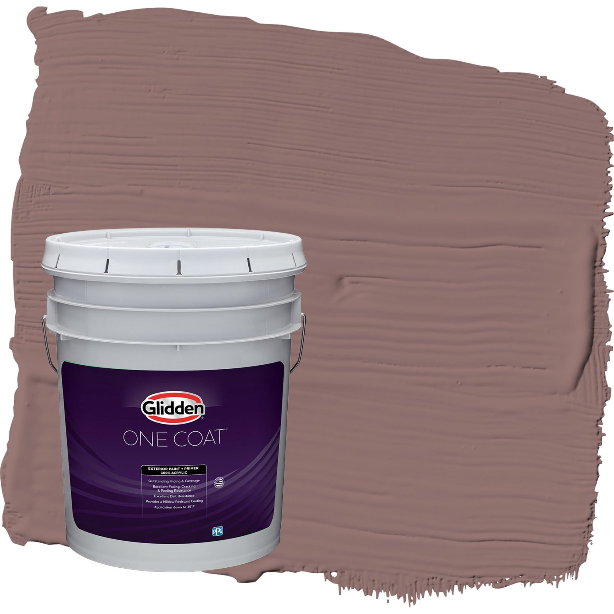 Glidden One Coat Oakwood Brown / Red Semi-Gloss Exterior Paint with Primer, 5 Gallon