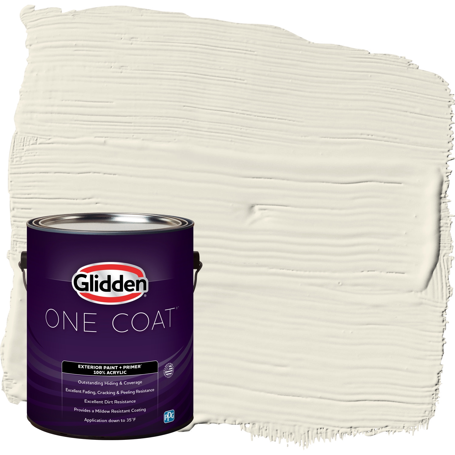 Glidden One Coat Off White / White Flat Exterior Paint with Primer, 1 Gallon