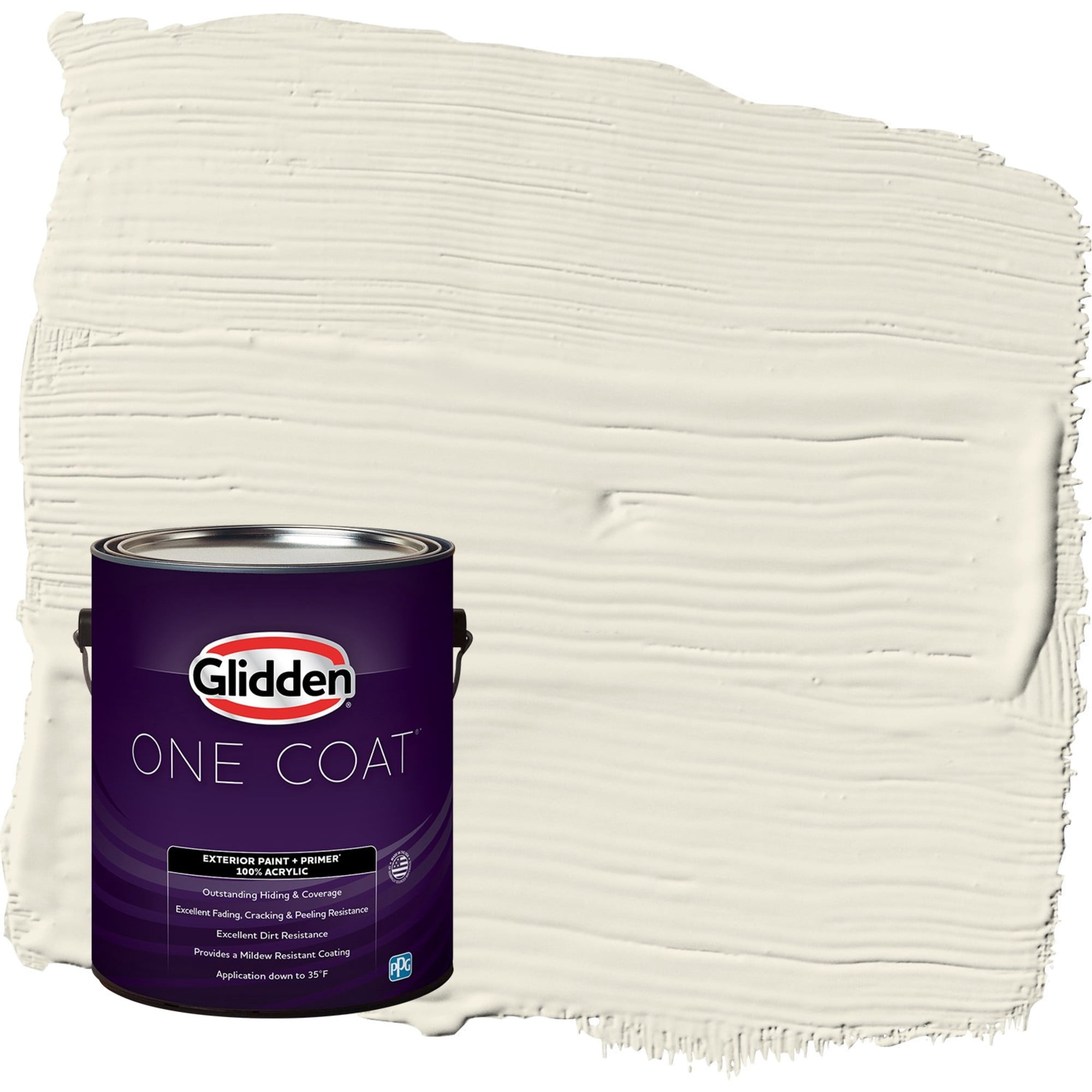 Glidden One Coat Off White / White Semi-Gloss Exterior Paint with Primer, 1 Gallon