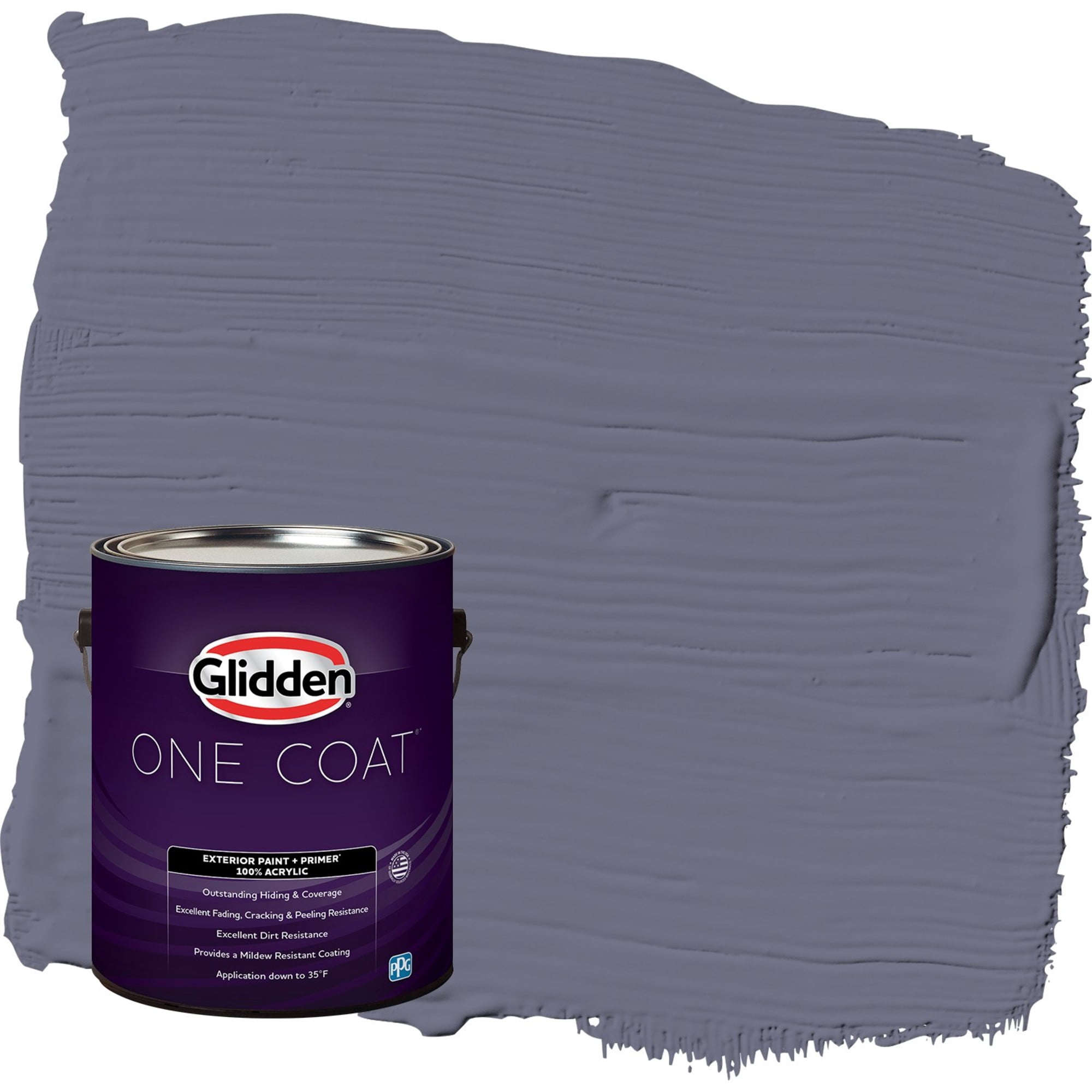 Glidden One Coat Old Mill Blue / Purple Flat Exterior Paint with Primer, 1 Gallon