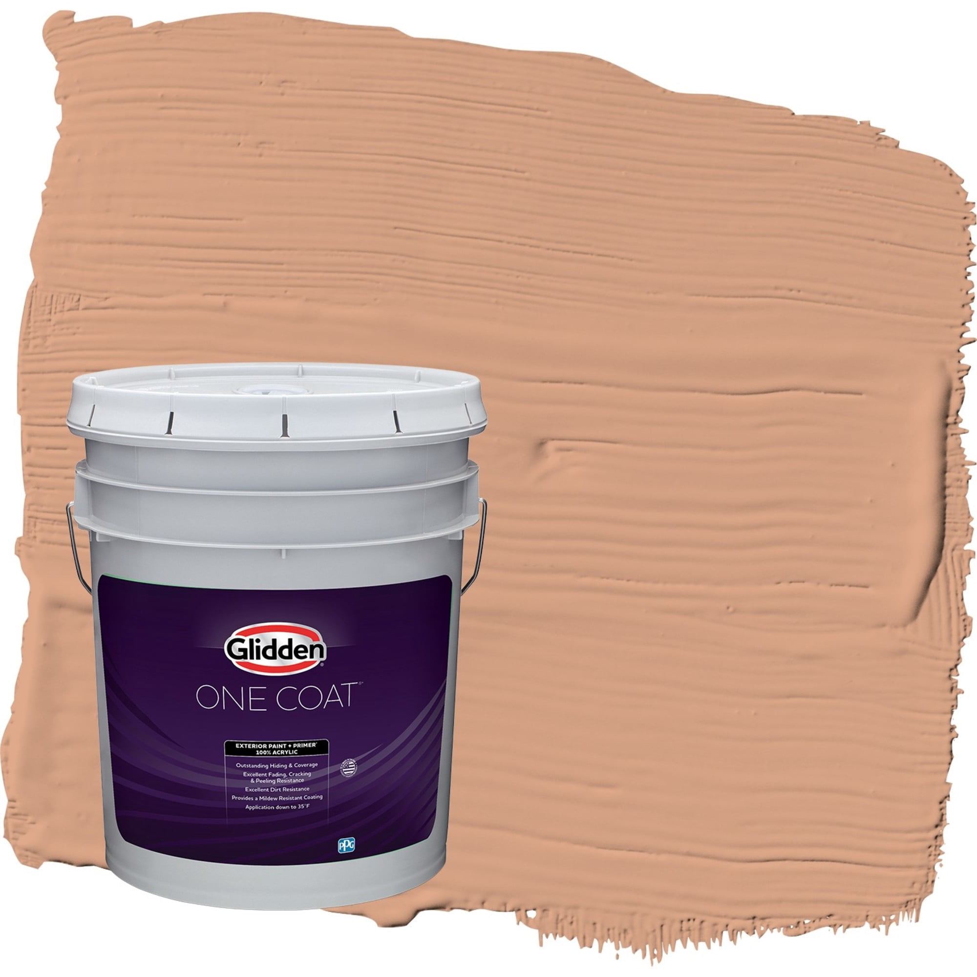 Glidden One Coat Orange Maple / Orange Satin Exterior Paint with Primer, 5 Gallon