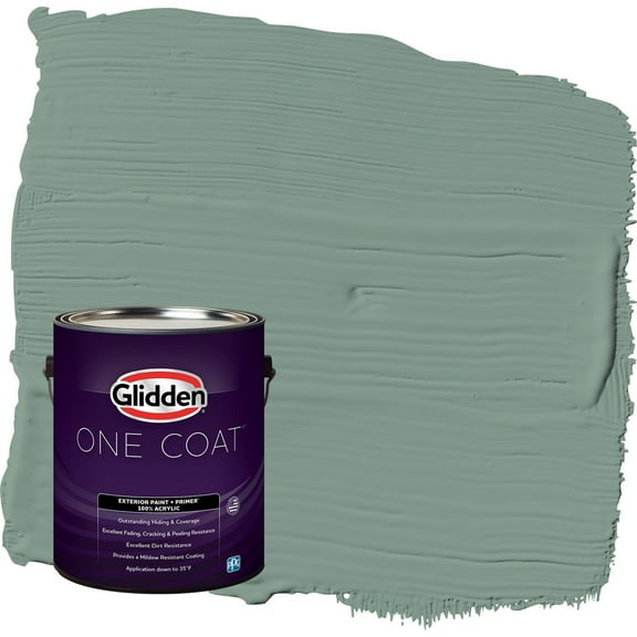 Glidden One Coat Paradise Found / Green Flat Exterior Paint with Primer, 1 Gallon