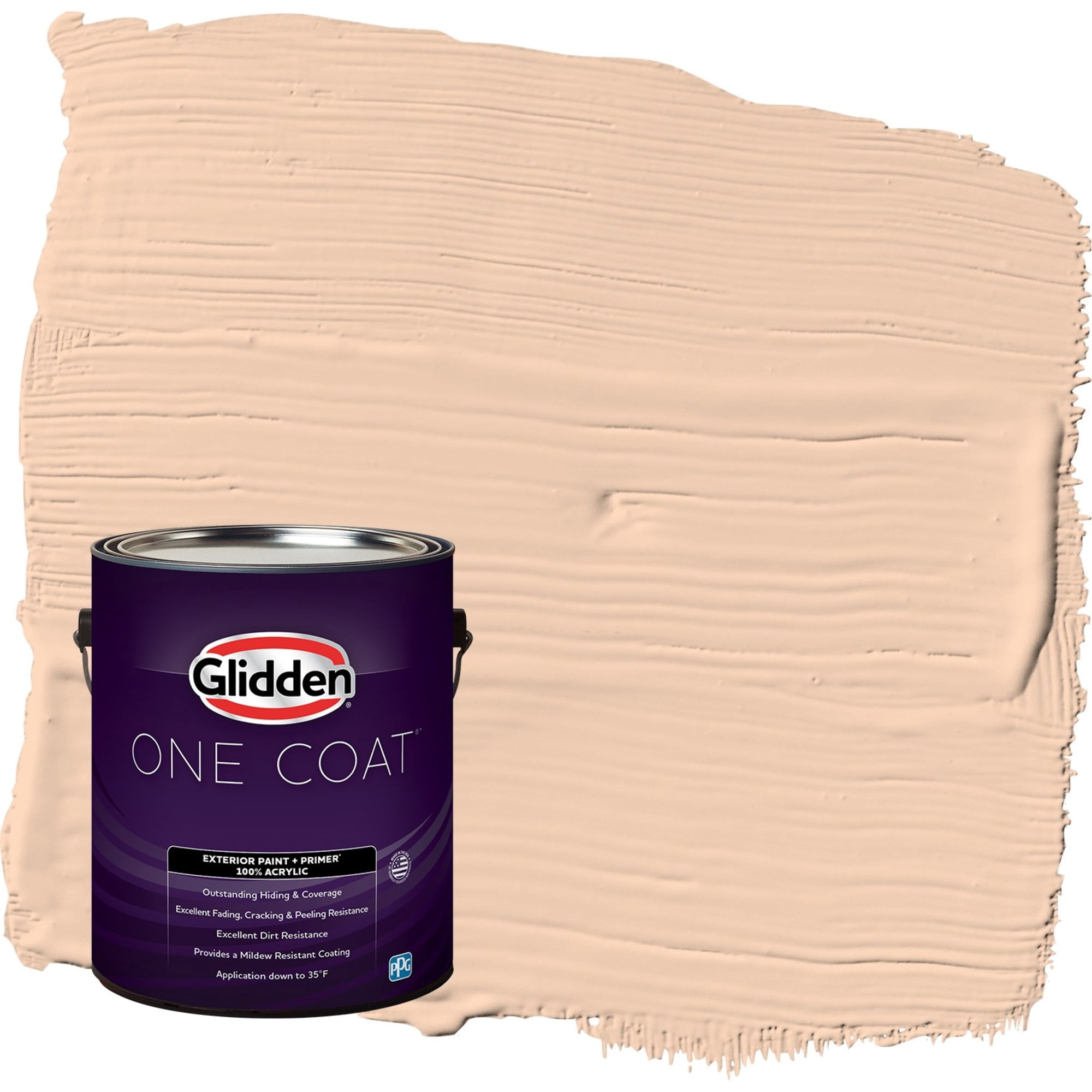 Glidden One Coat Peach Darling / Orange Flat Exterior Paint with Primer, 1 Gallon