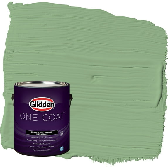 Glidden One Coat Pear Cactus / Green Semi-Gloss Exterior Paint with Primer, 1 Gallon