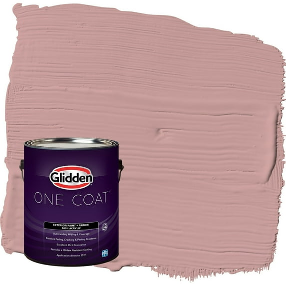 Glidden One Coat Pepperberry / Pink Flat Exterior Paint with Primer, 1 Gallon