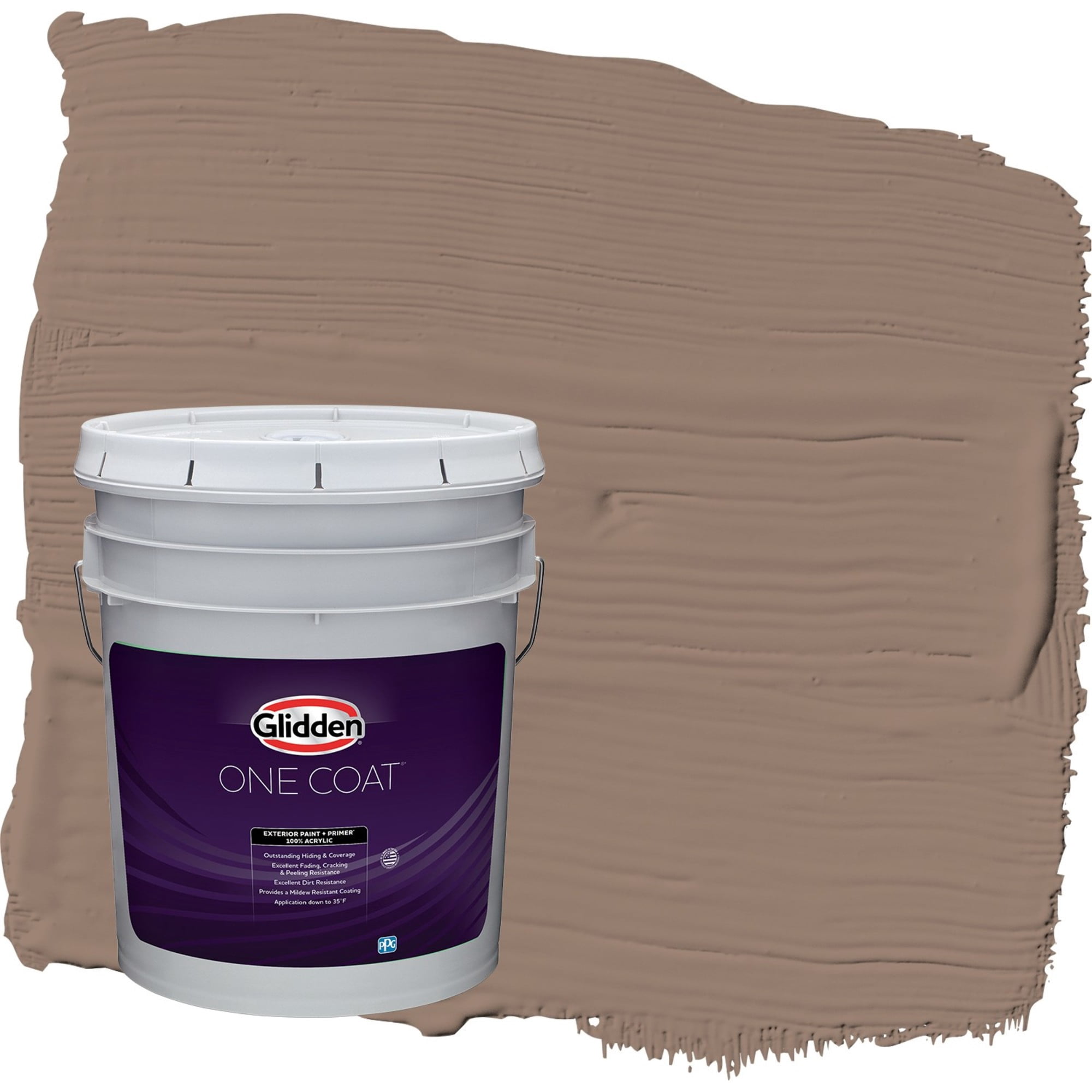 Glidden One Coat Peppered Pecan / Tan Satin Exterior Paint with Primer, 5 Gallon