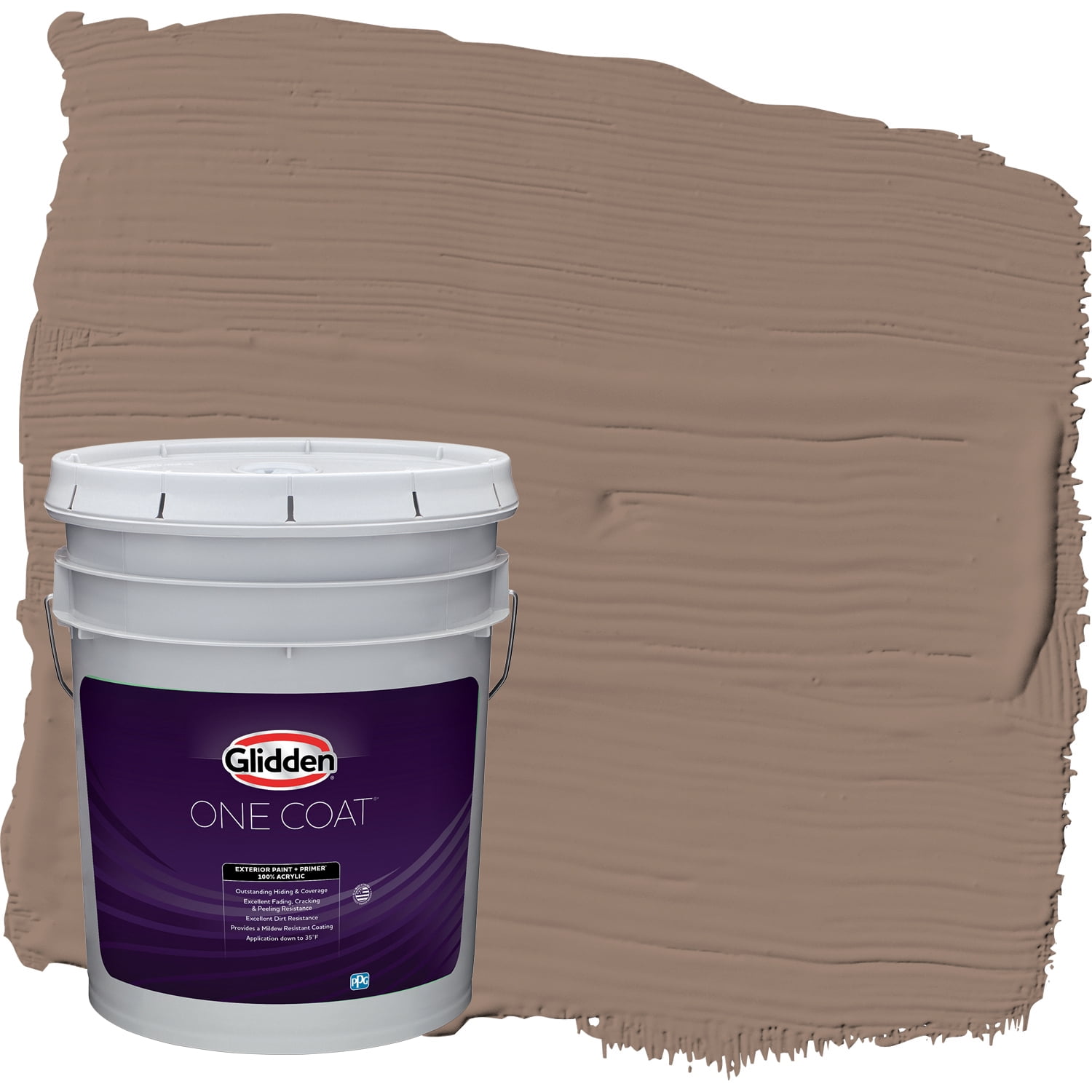 Glidden One Coat Exterior Paint and Primer, Peppered Pecan / Brown, 5 Gallons, Semi-Gloss