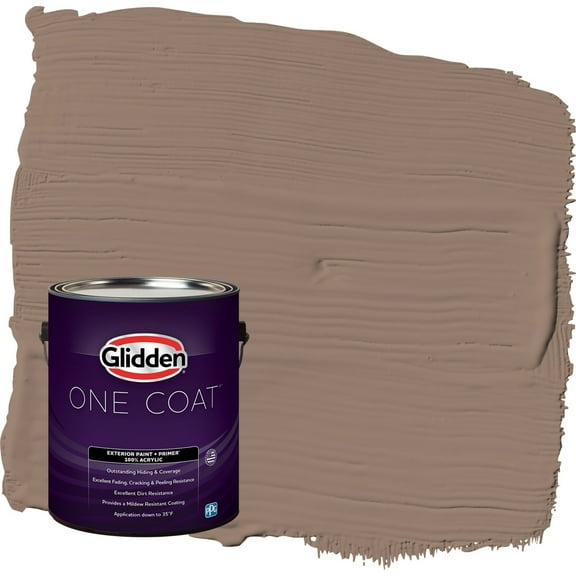 Glidden One Coat Peppered Pecan / Tan Flat Exterior Paint with Primer, 1 Gallon