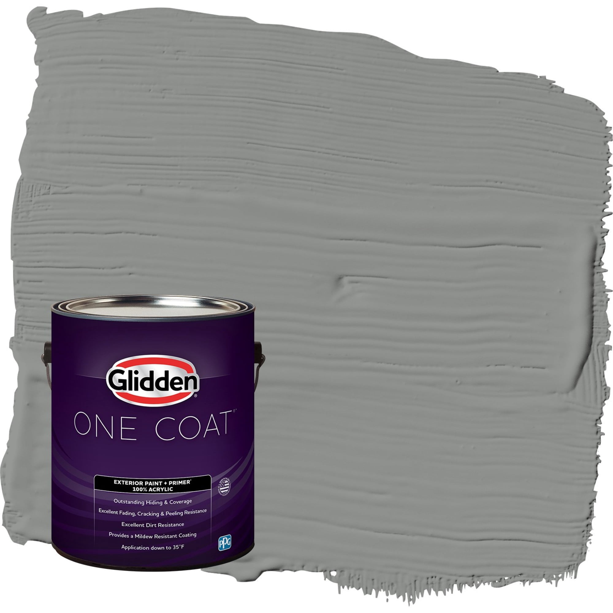 Glidden One Coat Phoenix Fossil / Gray Flat Exterior Paint with Primer, 1 Gallon