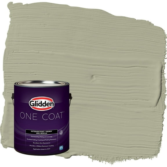 Glidden One Coat Photo Gray / Green Flat Exterior Paint with Primer, 1 Gallon