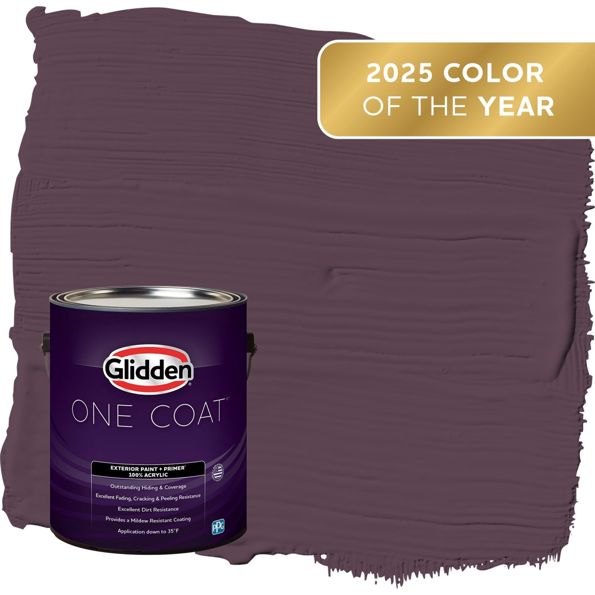 Glidden One Coat Purple Basil / Purple Semi-Gloss Exterior Paint with Primer, 1 Gallon