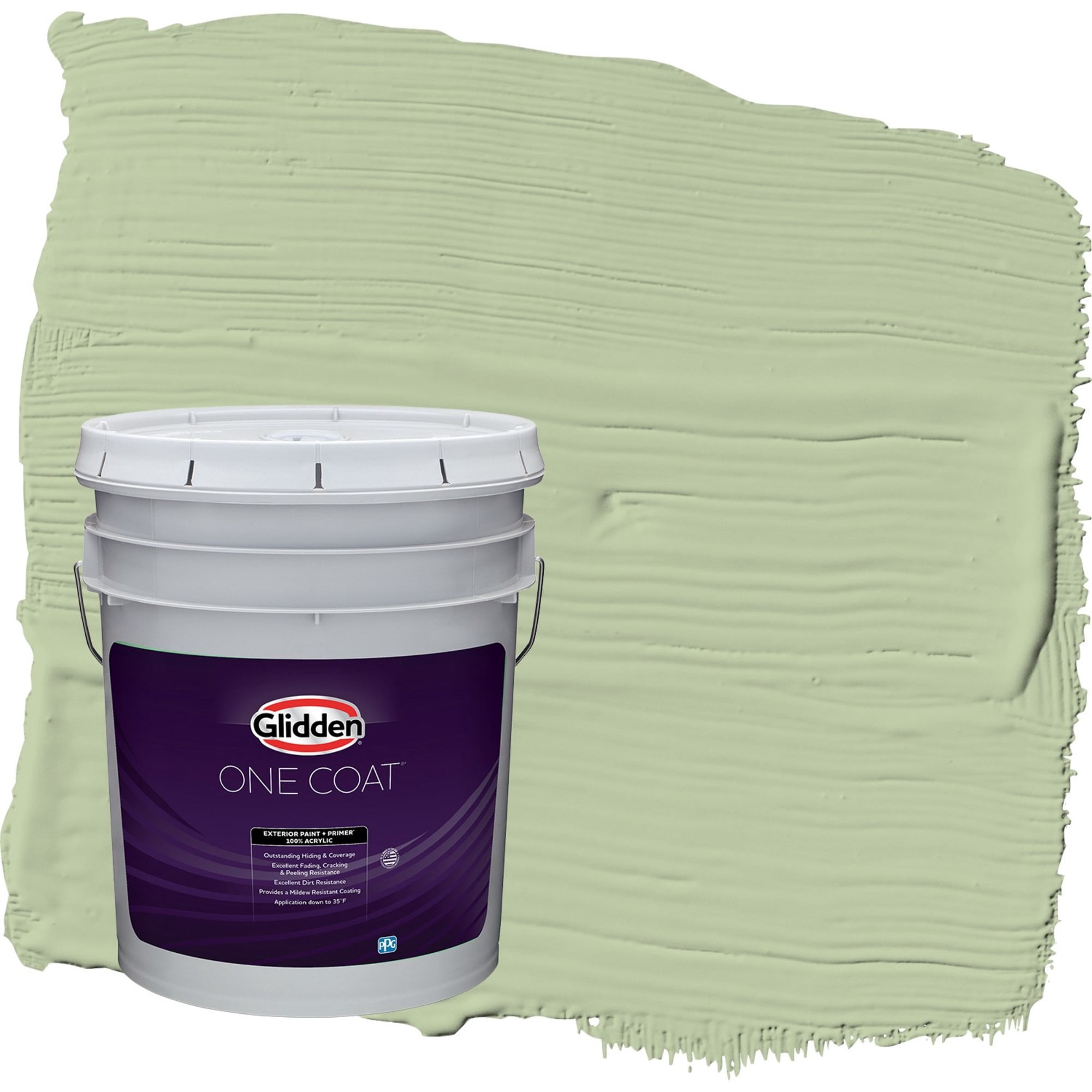 Glidden One Coat Quaking Grass / Green Satin Exterior Paint with Primer, 5 Gallon