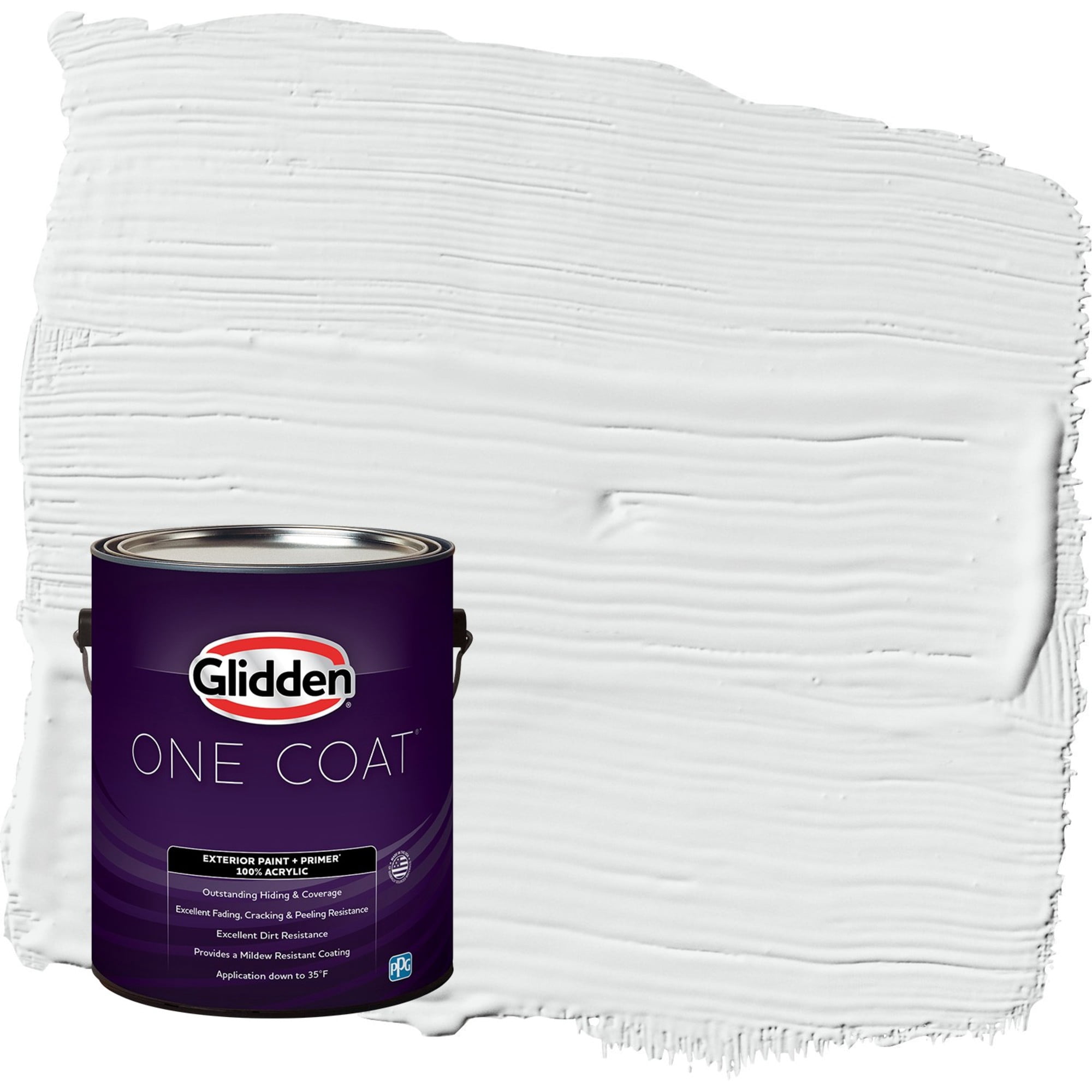 Glidden One Coat Radisson / White Flat Exterior Paint with Primer, 1 Gallon