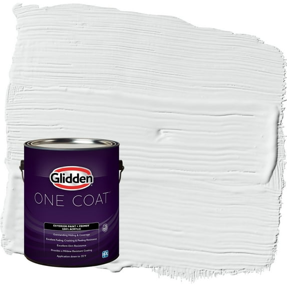 Glidden One Coat Radisson / White Satin Exterior Paint with Primer, 1 Gallon
