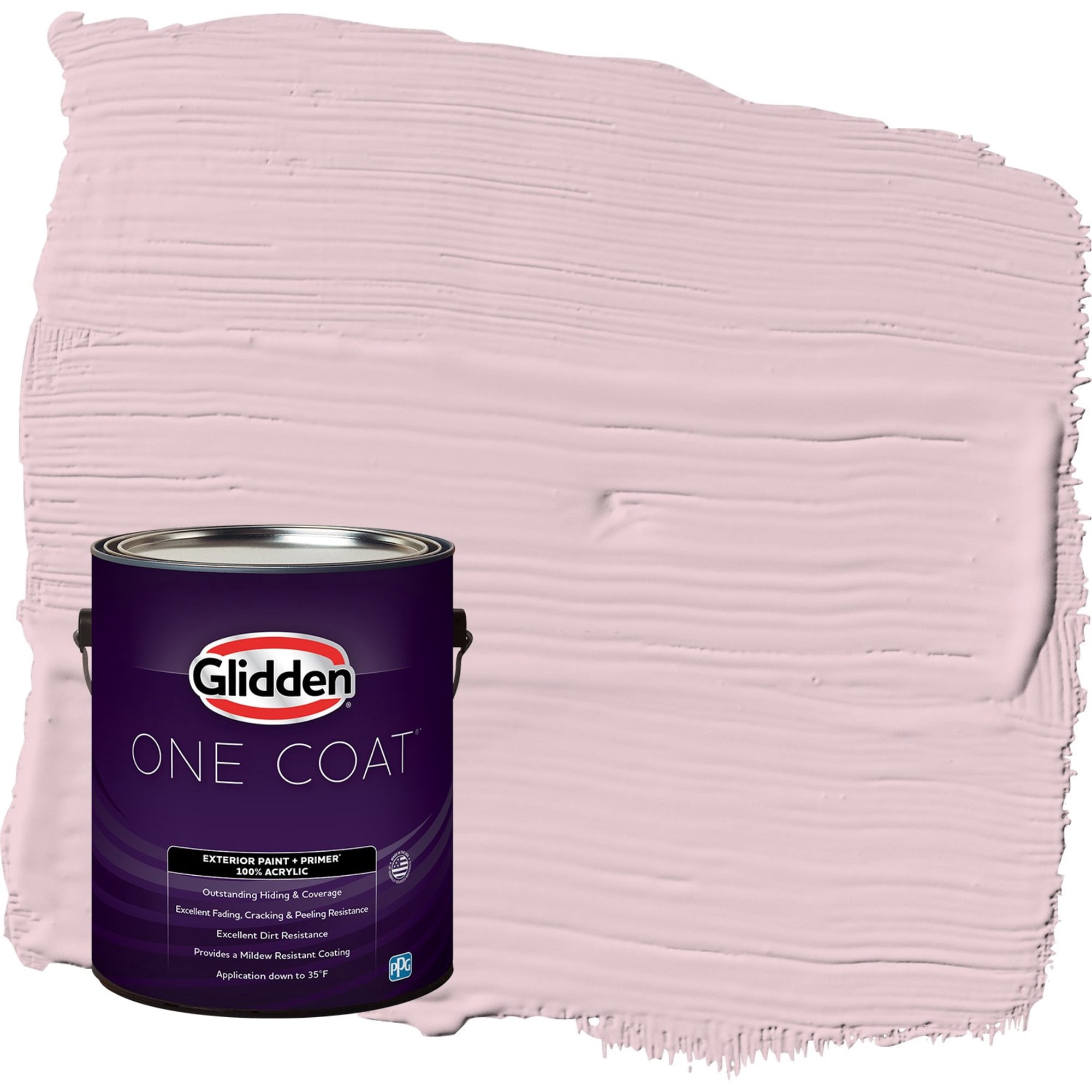 Glidden One Coat Rose Cloud / Pink Flat Exterior Paint with Primer, 1 Gallon