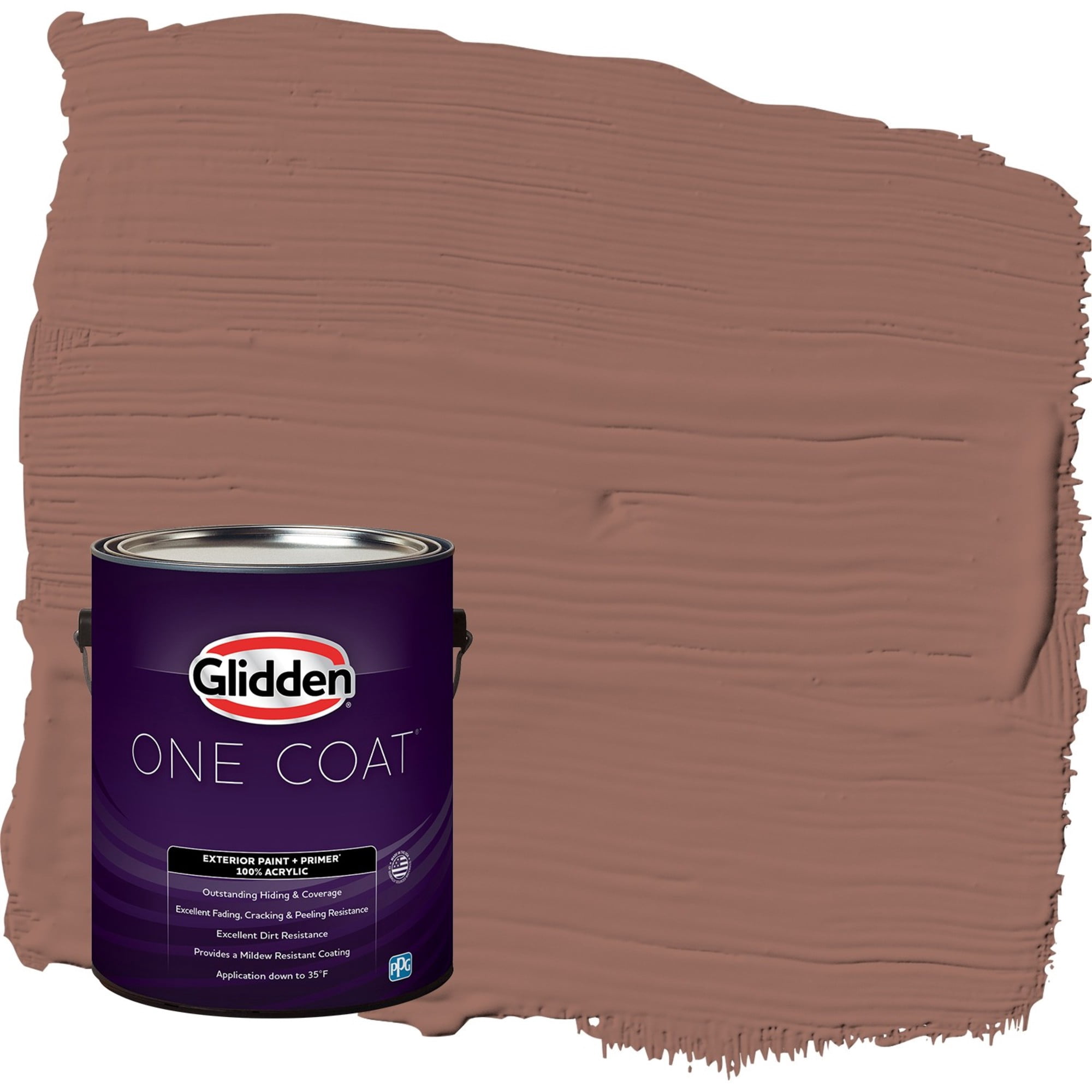 Glidden One Coat Safari Brown / Brown Flat Exterior Paint with Primer, 1 Gallon