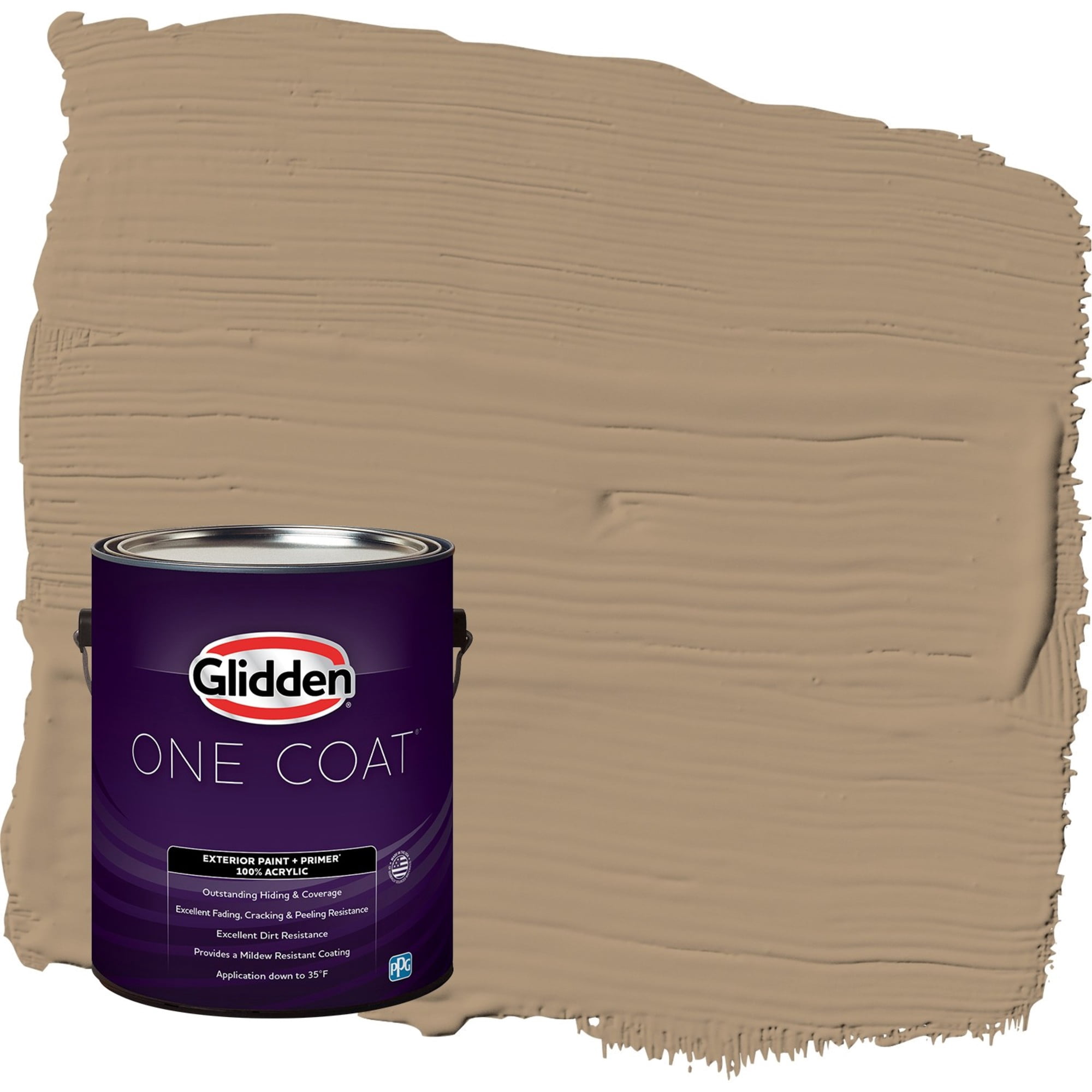 Glidden One Coat Sauteed Mushroom / Beige Semi-Gloss Exterior Paint with Primer, 1 Gallon