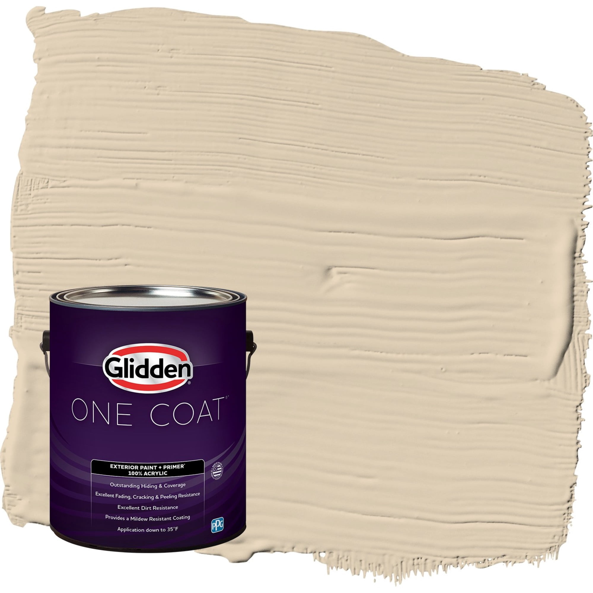 Glidden One Coat Seriously Sand / Beige Flat Exterior Paint with Primer, 1 Gallon
