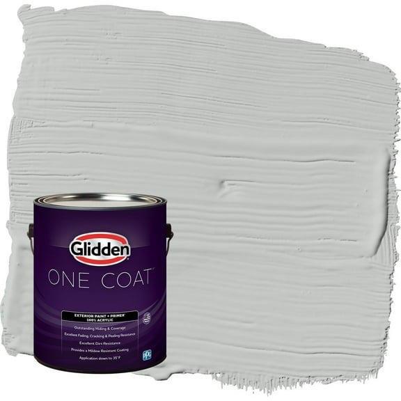 Glidden One Coat Solitary State / Gray Semi-Gloss Exterior Paint with Primer, 1 Gallon