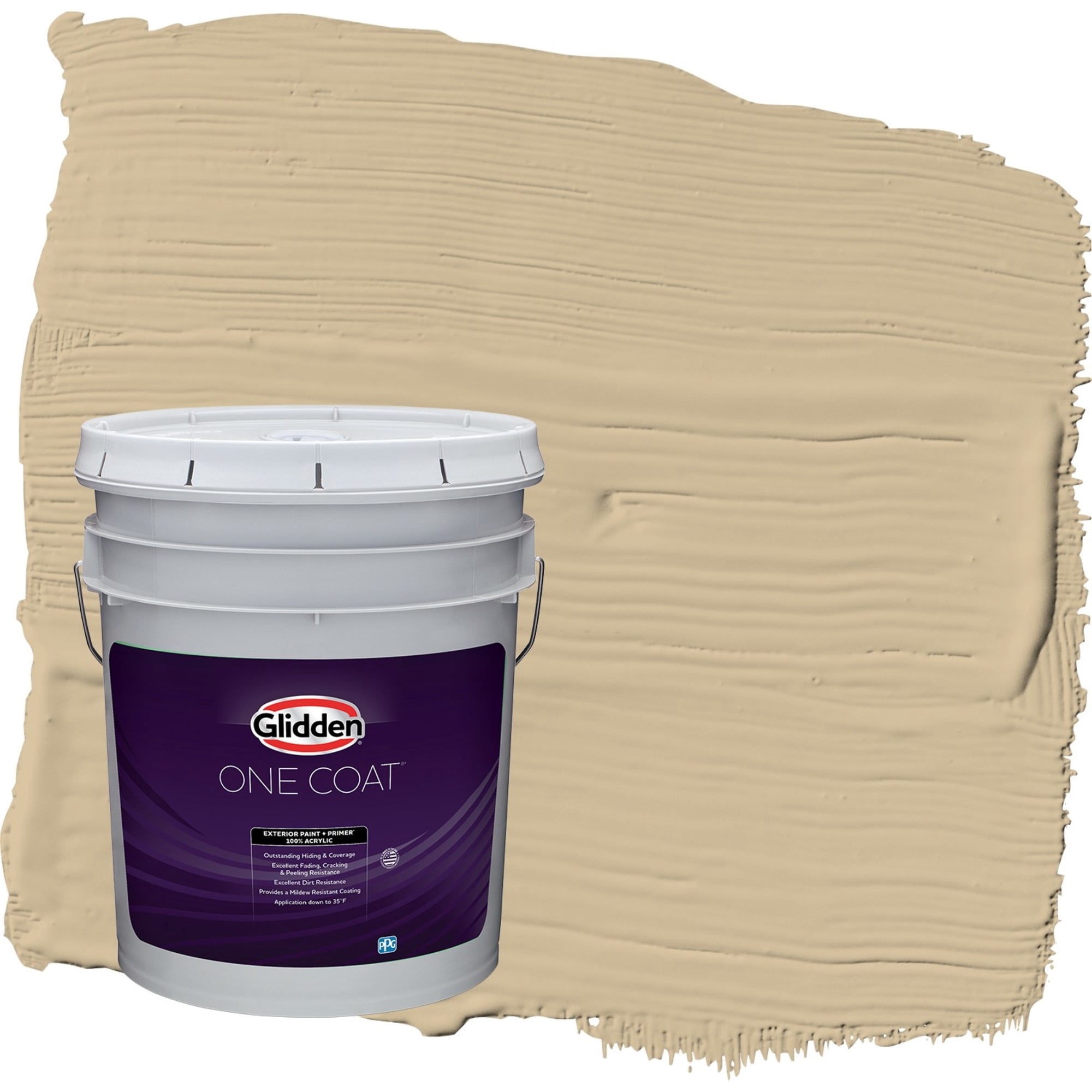 Glidden One Coat Spiced Vinegar / Beige Satin Exterior Paint with Primer, 5 Gallon