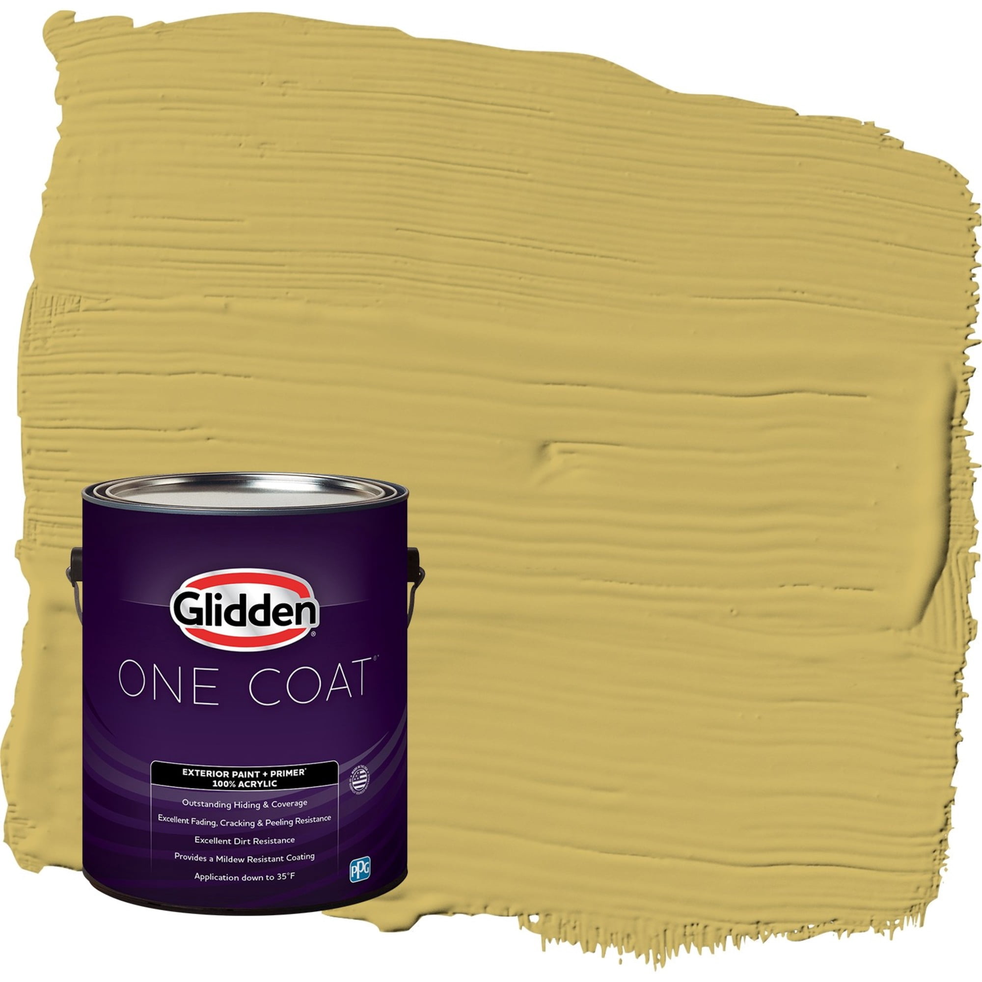 Glidden One Coat Split Pea Soup / Green Flat Exterior Paint with Primer, 1 Gallon