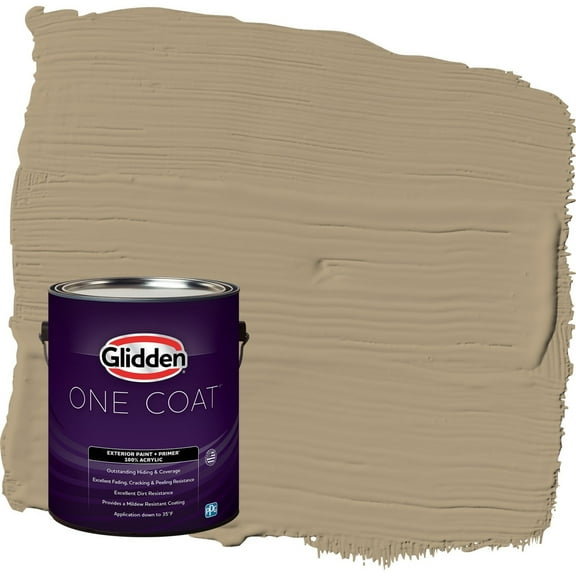 Glidden One Coat Stony Creek / Beige Flat Exterior Paint with Primer, 1 Gallon