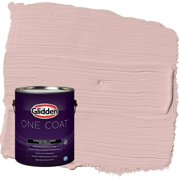 Glidden One Coat Strawflower / Pink Flat Exterior Paint with Primer, 1 Gallon